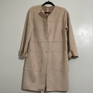 Zara Stretchy Velvet/Suede Trench Coat